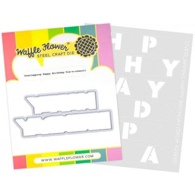 Waffle Flower Die-n-Stencil - Overlapping Happy Birthday